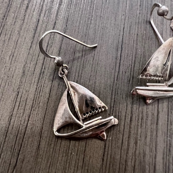 Sterling Silver Sailboat Earrings - Picture 3 of 3